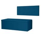 Kit Cabeceira Painel e Calçadeira Baú King 1,95m Berlim Suede Azul Marinho SKY MOBILE