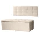 Kit Cabeceira Painel e Calçadeira Baú King 1,95m Roma Suede Bege SKY MOBILE