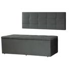 Kit Cabeceira Painel e Calçadeira Baú King 1,95m Roma Suede Cinza SKY MOBILE