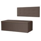 Kit Cabeceira Painel e Calçadeira Baú Solteiro 0,90m Berlim Suede Marrom Dal Poz Estofados