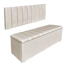 Kit Cabeceira Painel e Calçadeira Baú Solteiro 0,90m Londres Suede Bege Dal Poz Estofados