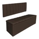 Kit Cabeceira Painel e Calçadeira Baú Solteiro 0,90m Londres Suede Marrom Dal Poz Estofados