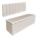 Kit Cabeceira Painel e Calçadeira Recamier Baú King 1,95m Holanda Suede Bege - Pallazio Kit Cabeceira Painel e Calçadeira Recamier Baú King 1,95m Holanda Suede Bege - Pallazio