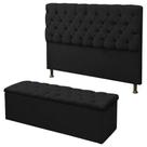 Kit Cabeceira Paris+ Calçadeira Itália Casal 140 CM Suede Preto - D A Decor
