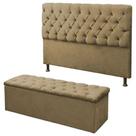Kit Cabeceira Paris+ Calçadeira Itália King 195 CM Suede Cappucino - D A Decor