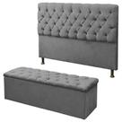 Kit Cabeceira Paris+ Calçadeira Itália Queen 160 CM Suede Cinza - D A Decor