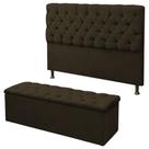 Kit Cabeceira Paris+ Calçadeira Itália Queen 160 CM Suede Marrom - D A Decor