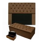 Kit cabeceira paris mais calçadeira 195cm suede marrom