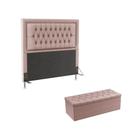 Kit Cabeceira Pegasus 160 Modulada Estofada e Calçadeira Sagitarius N-031 Veludo Rosê Claro Aradecor