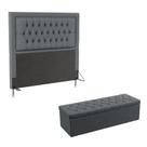 Kit Cabeceira Pegasus e Calçadeira Sagitarius 195 Para Cama King Sued Cinza Aradecor Kit Cabeceira Pegasus e Calçadeira Sagitarius 195 Para Cama King Sued Cinza Aradecor