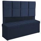 Kit Cabeceira Poliana+ Calçadeira Kiara King 195 CM Suede Azul Marinho - D A Decor