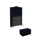 Kit Cabeceira Pollux 90 Modulada Estofada e Calçadeira Sagitarius N-025 Veludo Azul Marinho Aradecor Kit Cabeceira Pollux 90 Modulada Estofada e Calçadeira Sagitarius N-025 Veludo Azul Marinho Aradecor