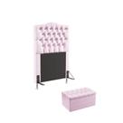Kit Cabeceira Pollux 90 Para Cama Box de Solteiro e Calçadeira Sagitarius Z-021 Sued Rosa Bebê Aradecor