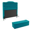 Kit Cabeceira Pollux e Calçadeira Sagitarius 195 Para Cama King Sued Azul Turquesa Aradecor Kit Cabeceira Pollux e Calçadeira Sagitarius 195 Para Cama King Sued Azul Turquesa Aradecor