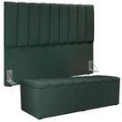 Kit Cabeceira Queen 160cm + Calçadeira Baú Verde Musgo