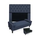 Kit Cabeceira Queen Lady 160 cm Mais Calçadeira Felix 160 cm Suede Azul Marinho