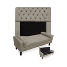 Kit Cabeceira Queen Lady 160 cm Mais Calçadeira Felix 160 cm Suede Bege