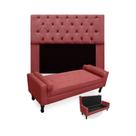 Kit Cabeceira Queen Lady 160 cm Mais Calçadeira Felix 160 cm Suede Vermelho