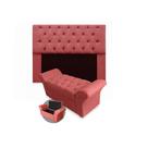 Kit Cabeceira Queen Lady 160 cm Mais Calçadeira Veneza 160 cm Suede Vermelho Kit Cabeceira Queen Lady 160 cm Mais Calçadeira Veneza 160 cm Suede Vermelho