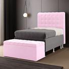 Kit Cabeceira Rana 90 para Cama Box de Solteiro e Calçadeira Alpha Z-021 Sued Rosa Bebê Aradecor