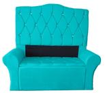 Kit Cabeceira + Recamier Luxo Com Botões Strass Estofada Super King 198 CM - Suede - Sv Decor