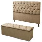 Kit Cabeceira Sofia com Baú Queen Size 160 cm Suede Bege