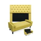 Kit Cabeceira Solteiro Lady 90 cm E Calçadeira Felix 90 cm Suede Amarelo