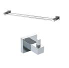 Kit Cabide com Porta Toalha Duplo Cromado Premium Luxo