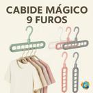 Kit Cabide Mágico Organizador 9 Furos MultiDobrável e 9 Cabides Comuns Organizador de Roupas