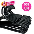 Kit Cabide Plástico 10mm Preto Adulto Grande Reforçado Premium Roupas Casaco Vestido Closet