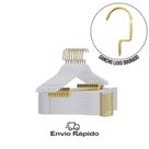 Kit Cabides Infantil De Madeira Branco C/ Presilhas e Gancho Luxo -50 unidades