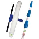 Kit Cabo 9 Metros 3 Estágios Telescópica Extensão + Rodo 35 cm Combinado 2 em 1 Para Limpeza de Vidros Para Prédios