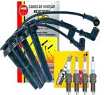 Kit Cabo e Velas de Ignição Resistivos Palio Punto Idea Linea Bravo Etorq 13/.. NGK