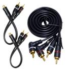 Kit Cabo Rca 1,5 Metro + 2 Cabo Y 2 Macho 1 Femea P/ Modulo Amplificador Cabos Emborrachados Resistente rca anti ruidos