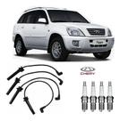 Kit Cabo + Velas Ignição Chery Tiggo 2.0 16v ( Cabo 15cm )
