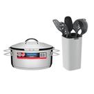 Kit Caçarola Aço Inox Solar 4,7 Litros Pit 1 + Jogo de Utensílios 6 Peças Verano Ônix - Tramontina