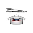 Kit Caçarola Aço Inox Solar 4,7 Litros Pit 1 + Pegador Térmico Moldê Em Silicone 35 Cm - Tramontina