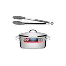 Kit Caçarola Aço Inox Solar 4,7 Litros Pit 1 + Pegador Térmico Moldê em Silicone 35 cm - Tramontina