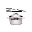Kit Caçarola Aço Inox Solar 6,1 Litros Pit 2 + Pegador Térmico Moldê Em Silicone 35 Cm - Tramontina
