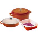 Kit Caçarolas Com Assadeira Hercules Antiaderente Ceramico Laranja Grande PA9000
