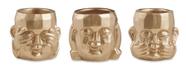 Kit cachepot buda da sabedoria dourado em cimento - 3 pcs