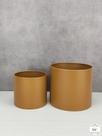 Kit Cachepot Metal Marrom