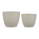 Kit Cachepot Off White em Cerâmica 2Pc 8658 Mart