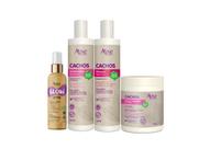 Kit cachos shampoo condicionador ativador e glow spray apice