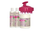 Kit cachos shampoo, gelatina, ativador e escova massageadora
