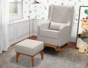 Kit Cadeira de Amamentação Balanço Retro com Puff para Quarto Infantil