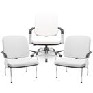 Kit Cadeira De Escritório Giratória E 2 Cadeiras Fixas Cromada Magno P03 Vinil Branco - Lyam Decor