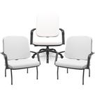 Kit Cadeira De Escritório Giratória E 2 Cadeiras Fixas Preta Magno P03 Vinil Branco - Lyam Decor