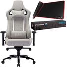 Kit Cadeira Gamer Encosto Reclinável Alto Conforto Ergonômica Apoio Lombar + Mousepad Alta Precisão Speed Vermelho P/ Mouse Razer