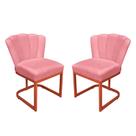 Kit Cadeira Pétala Base Cobre Veludo Rosa - Belliv Decor